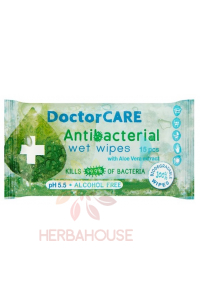 Obrázek pro DoctorCare Antibakteriální vlhčené utěrky s extraktem z Aloe Vera (15ks)
