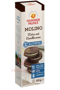 Obrázek pro Hammermühle Molino Sandwich kakaové sušenky plněné vanilkovým krémem bez lepku a laktózy (125g)