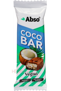 Obrázek pro Abso Vegan Bezlepková kokosová tyčinka máčená v hořké čokoládě bez cukru (35g)