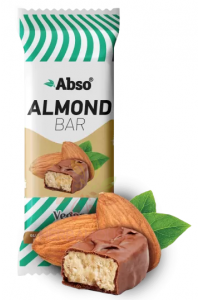 Obrázek pro Abso Vegan Bezlepková mandlová tyčinka máčená v mléčné čokoládě bez cukru (35g)