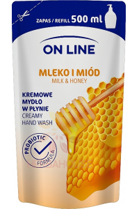 Obrázek pro On Line Tekuté mýdlo Mléko a med náhradní náplň (500ml)