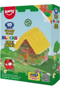 Obrázek pro Amos 4D Gummy Candy Blocks Bezlepkové gumové bonbóny ovocný mix - kostky lesní domek (420g)
