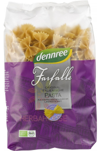 Obrázek pro Dennree Bio durum celozrnné těstoviny - farfalle (500g)