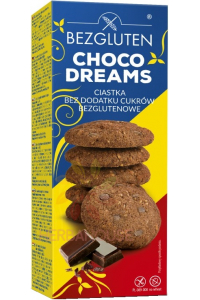 Obrázek pro Bezgluten Choco dreams Bezlepkové kakaové sušenky s kousky čokolády bez přidaného cukru (110g)