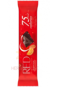 Obrázek pro Red Delight Hořká čokoláda s pomerančovou kůrou, kousky mandlí a sladidlem (26g)