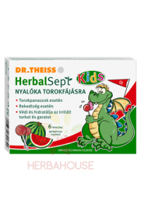 Obrázek pro Dr.Theiss HerbalSept Kids lízátka na bolest v krku s příchutí červeného melounu (6ks)