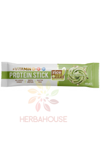 Obrázek pro RiceUP! Protein Stick Bezlepková proteinová tyčinka pistáciová v mléčné čokoládě bez přidaného cukru (40g)