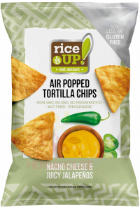 Obrázek pro Rice Up Bezlepkový Tortilla chips kukuřičný s příchutí nachos sýra a jalapeño (60g)