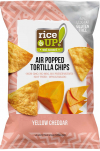 Rice Up Bezlepkový Tortilla chips kukuřičný s příchutí sýra Cheddar (60g) Obrázek pro Rice Up Bezlepkový Tortilla chips kukuřičný s příchutí sýra Cheddar (60g)