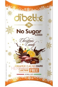 Obrázek pro Dibette Salonky máčené v hořké čokoládě plněné kakaovým krémem s pomerančovou příchutí se sladidlem (220g)