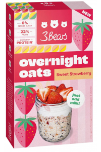 Obrázek pro 3Bears Noční ovesné vločky bez přidaného cukru - Sladká jahoda (400g)