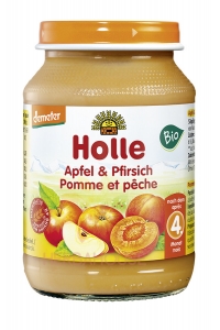 Obrázek pro Holle Bio Dětská ovocná výživa jablko a broskev (190g)