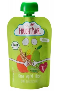 Obrázek pro FruchtBar Bio Dětské ovocné pyré - hruška, jablko, proso (100g)
