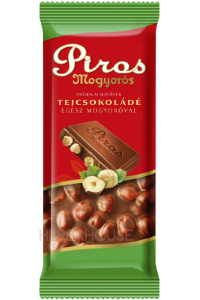 Obrázek pro Piros Mogyorós Bezlepková Mléčná čokoláda s lískovými oříšky (70g)