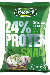 Biopont Bio Proteinový čočkový snack s jogurtově-cibulovou příchutí (50g) Obrázek pro Biopont Bio Proteinový čočkový snack s jogurtově-cibulovou příchutí (50g)