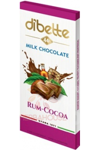 Obrázek pro Diabette Choco Mléčná čokoláda s fruktózou plněná kakaovým krémem s rumovou příchutí (80g)