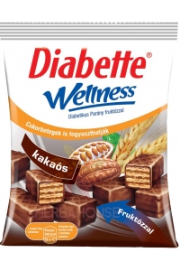 Obrázek pro Diabette Wellness oplatky s fruktózou plněné kakaovým krémem, máčené v hořké čokoládové polevě (120g)