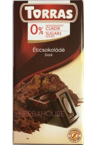 Obrázek pro Torras Bezlepková hořká čokoláda bez přidaného cukru (75g)