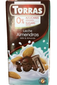 Obrázek pro Torras Bezlepková mléčná čokoláda s mandlemi bez přidaného cukru (75g)
