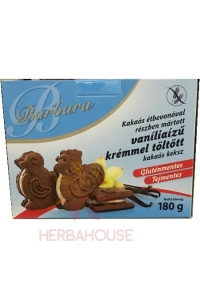 Obrázek pro Barbara Bezlepkové kakaové sušenky polomáčené v hořké čokoládě s vanilkovou náplní (180g)