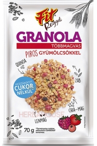 Obrázek pro Fit Granola vícezrnná s červeným ovocem bez přidaného cukru (70g)