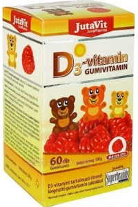 Obrázek pro JutaVit Vitamin D3 žvýkací gumové bonbóny s malinovou příchutí (60ks)
