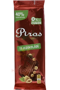 Obrázek pro Piros Mogyorós Mléčná čokoláda s lískovými oříšky bez přidaného cukru (80g)