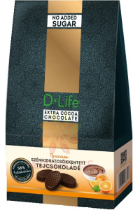 Obrázek pro D-Life Mléčná čokoláda pomeranč se sníženým obsahem sacharidů (100g)