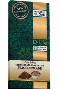 Obrázek pro D-Life Mléčná čokoláda se sníženým obsahem sacharidů (80g)