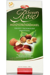 Obrázek pro Microse Bezlepková Mléčná čokoláda s fruktózou plněná krémem s oříškovou příchutí (100g)