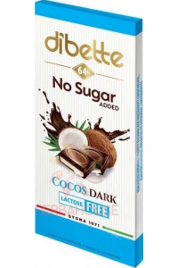 Obrázek pro Dibette NAS Hořká čokoláda plněná krémem s kokosovou příchutí se sladidlem (80g)