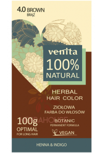 Obrázek pro Venita 100% přírodní barva na vlasy 4.0 - hnědá (100g)