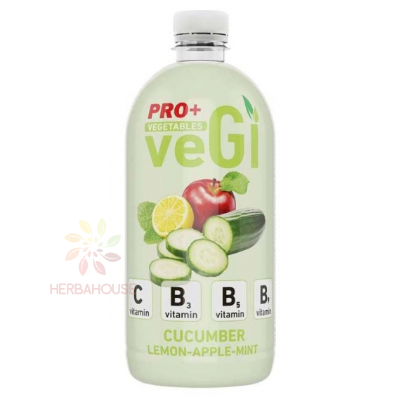 Obrázek pro PRO+ Vegetables Nesycený nízkoenergetický nápoj s vitamínem C, B3, B5, B9 a sladidly - okurka, citron, jablko, máta (750ml)