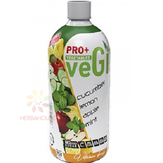 Obrázek pro PRO+ Vegetables Nesycený nízkoenergetický nápoj s vitamínem C, B3, B5, B9 a sladidly - okurka, citron, jablko, máta (750ml)