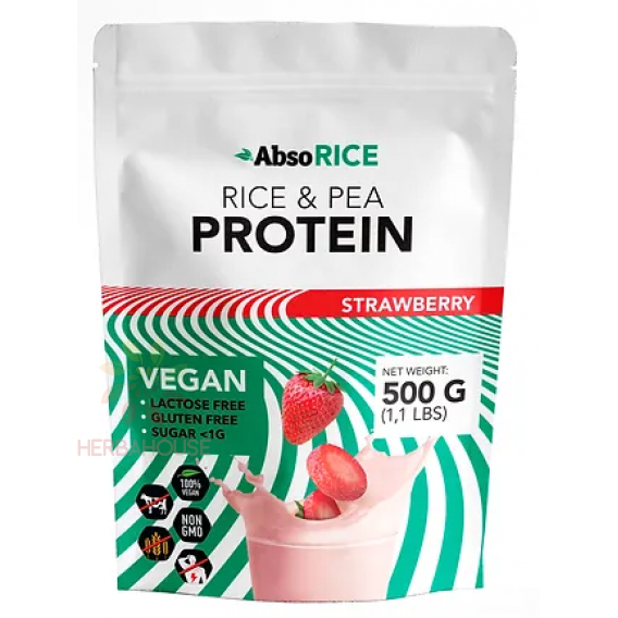 Obrázek pro AbsoRice Vegan Proteinový prášek - jahoda (500g)