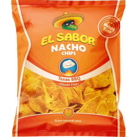 Obrázek pro El Sabor Bezlepkový Nachos chips s příchutí BBQ (225g)