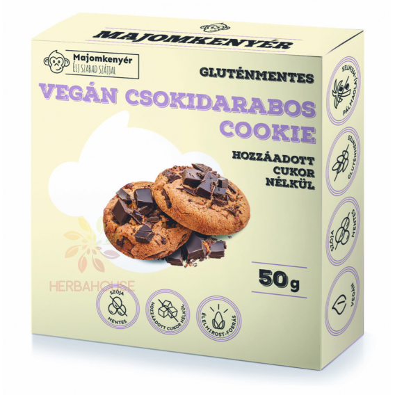 Obrázek pro Majomkenyér Bezlepkové sušenky cookie s kousky čokolády bez cukru (50g)