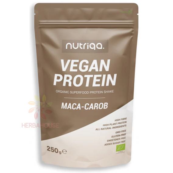 Obrázek pro Nutriqa Bio Vegan Proteinová směs - maca a karob (250g)