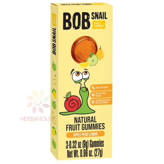 Obrázek pro Bob Snail Gummies Ovocné gumové bonbóny bez přidaného cukru - jablko, hruška, citron (27g)