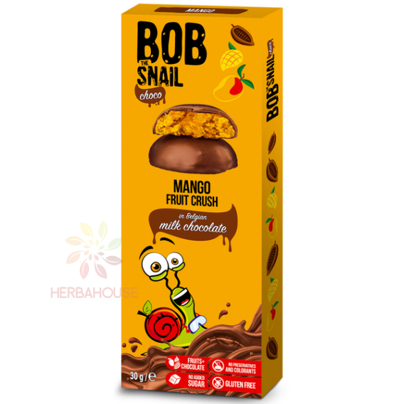 Obrázek pro Bob Snail Choco Ovocná pochoutka v čokoládě bez přidaného cukru - mango (30g)