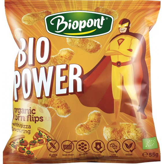 Obrázek pro Biopont Bio Power Bezlepkové Kukuřičné křupky s příchutí pizza (55g)