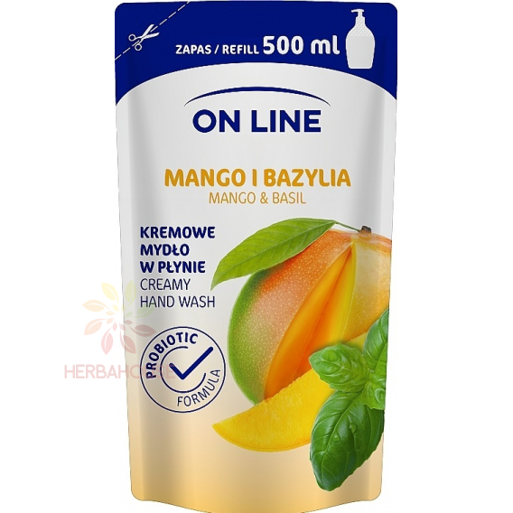 Obrázek pro On Line Tekuté mýdlo Mango a bazalka náhradní náplň (500ml)