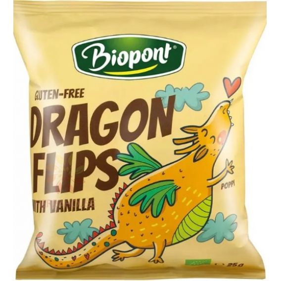 Obrázek pro Biopont Bio Dragon Flips Bezlepkové Kukuričné chrumky vanilková príchuť (25g)