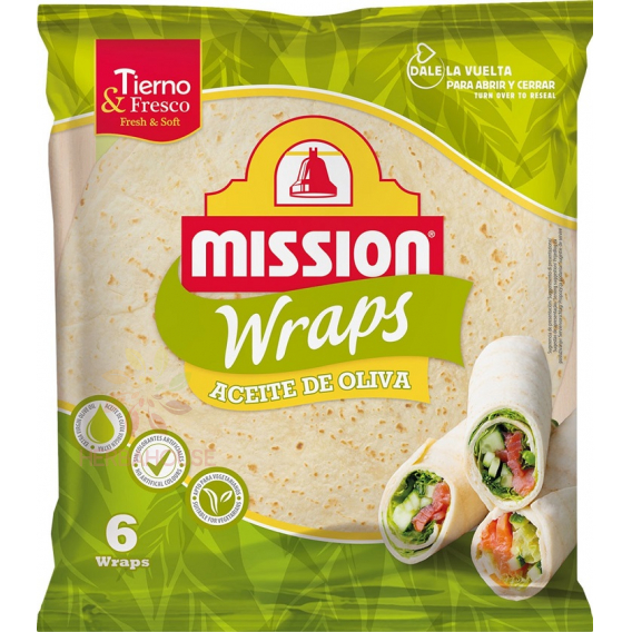 Obrázek pro Mission Wrap tortilla s extra panenským olivovým olejem 6ks (370g)