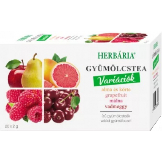 Obrázek pro Herbária Variace ovocných čajů - jablko-hruška, grapefruit, malina, divoká třešeň (20ks)