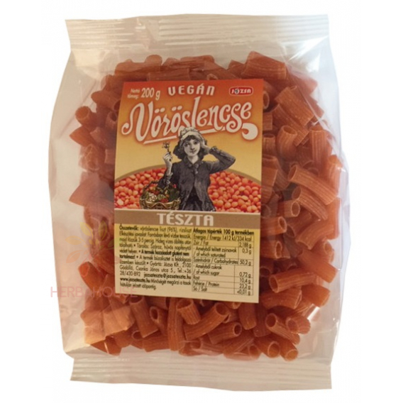 Obrázek pro Józsa Vegan těstoviny z červené čočky krátké makarony (200g)