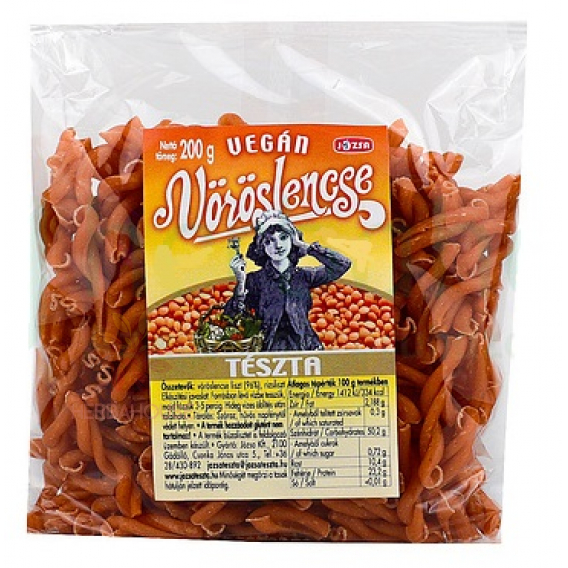 Obrázek pro Józsa Vegan těstoviny z červené čočky fusilli (200g)