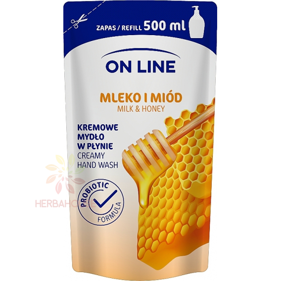 Obrázek pro On Line Tekuté mýdlo Mléko a med náhradní náplň (500ml)