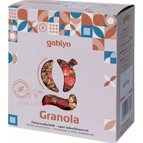 Obrázek pro Gabiyo Bezlepková granola bílá čokoláda-jahoda se sladidlem (275g)