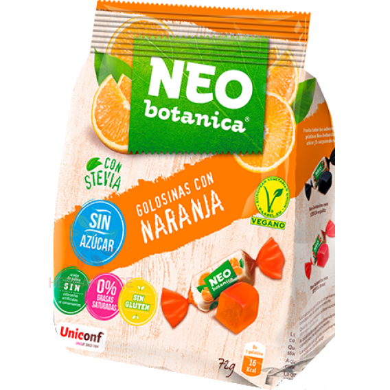 Obrázek pro Neo Botanica Bezlepkové želé bonbóny s pomerančovou příchutí se sladidly (72g)